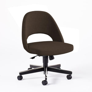 Saarinen Executive Armless Chair with Swivel Base Side/Dining Knoll Hard Classic Boucle - Pumpernickel 