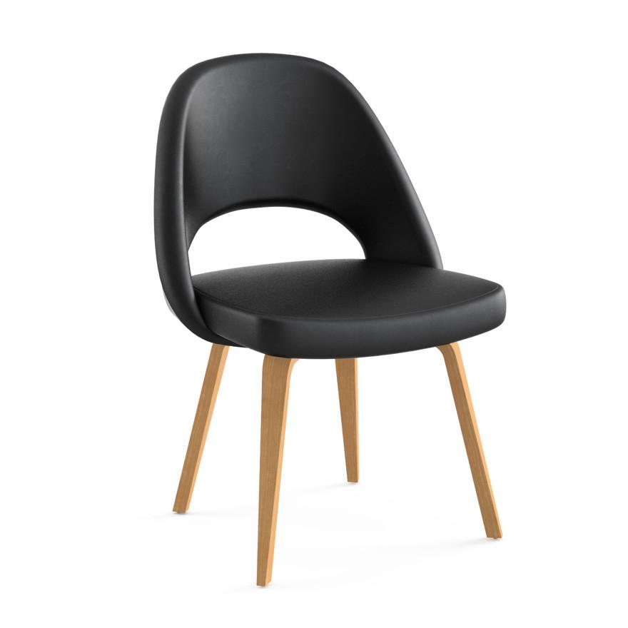 Saarinen Executive Armless Chair With Wood Legs Side/Dining Knoll