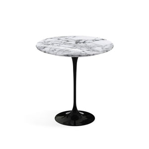 Saarinen Side Table - 20” Round side/end table Knoll Black Arabescato marble, Shiny finish 