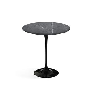 Saarinen Side Table - 20” Round side/end table Knoll Black Grigio Marquina marble, Shiny finish 