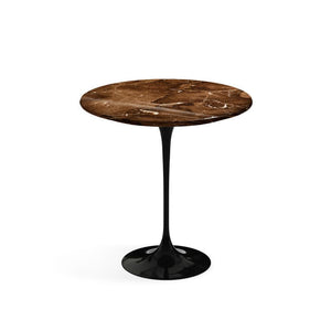 Saarinen Side Table - 20” Round side/end table Knoll Black Espresso marble, Shiny finish 