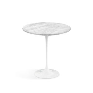 Saarinen Side Table - 20” Round side/end table Knoll White Carrara marble, Shiny finish 