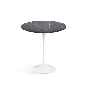 Saarinen Side Table - 20” Round side/end table Knoll White Grigio Marquina marble, Shiny finish 