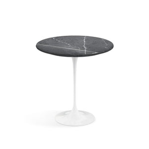 Saarinen Side Table - 20” Round side/end table Knoll White Grigio Marquina marble, Satin finish 
