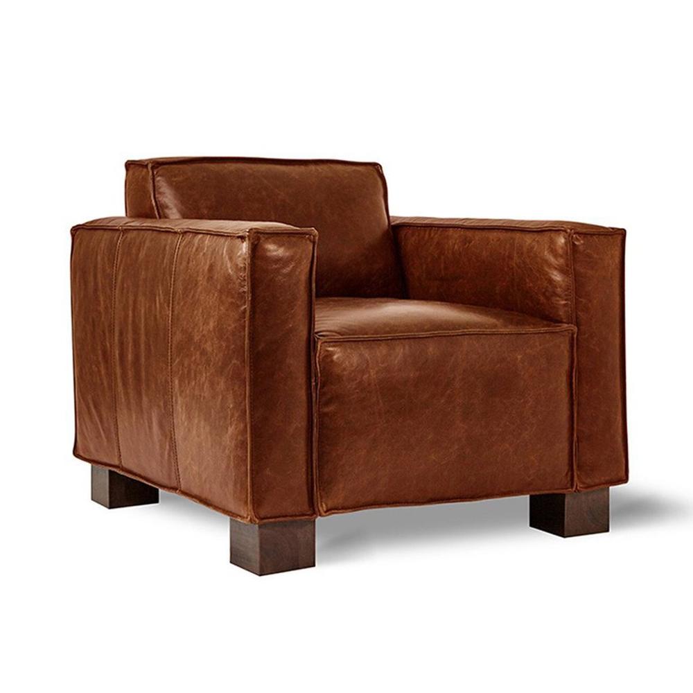 Cabot Chair lounge chair Gus Modern Saddle Brown Leather