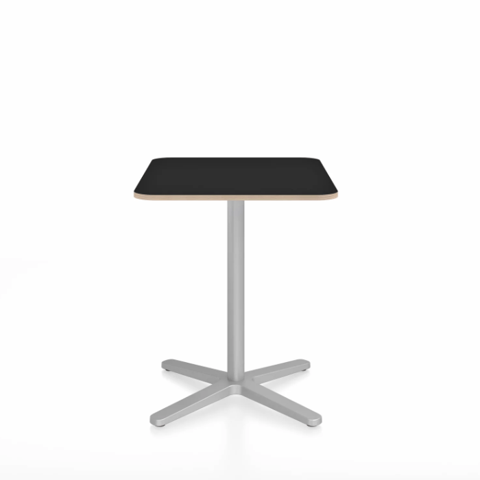 Emeco 2 Inch X Base Cafe Table - Rectangular Coffee table Emeco Silver Powder Coated Black Laminate Plywood