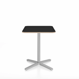 Emeco 2 Inch X Base Cafe Table - Rectangular Coffee table Emeco Silver Powder Coated Black Laminate Plywood 