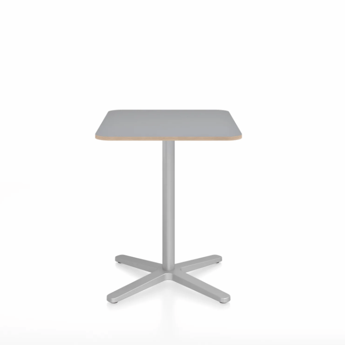 Emeco 2 Inch X Base Cafe Table - Rectangular Coffee table Emeco Silver Powder Coated Grey Laminate Plywood