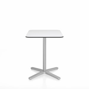 Emeco 2 Inch X Base Cafe Table - Rectangular Coffee table Emeco Silver Powder Coated White HPL 