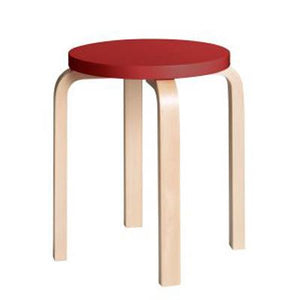 Stool E60 Stools Artek Natural Lacquered Legs, Red Lacquered Seat + $25.00 