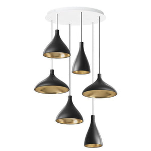 Swell Multi-Light Pendant hanging lamps Pablo Swell Chandelier 6 Black/Brass 