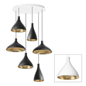 Swell Multi-Light Pendant hanging lamps Pablo Swell Chandelier 6 White/Brass 