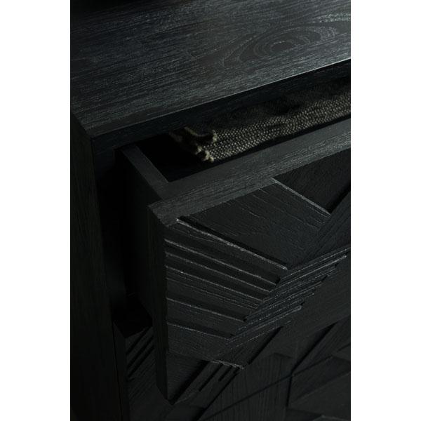 Teak Graphic Black Chest of Drawers storage Ethnicraft