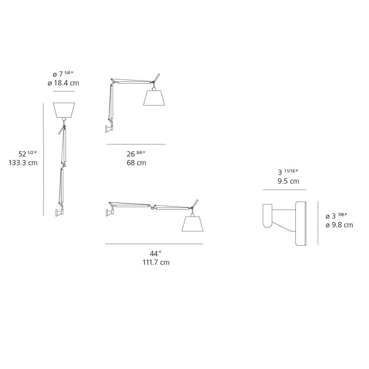 Tolomeo with Shade Wall Lamp wall / ceiling lamps Artemide