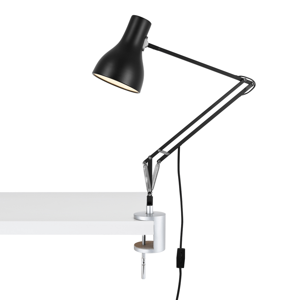 Type 75 Desk Lamp with Desk Clamp Table Lamps Anglepoise Jet Black