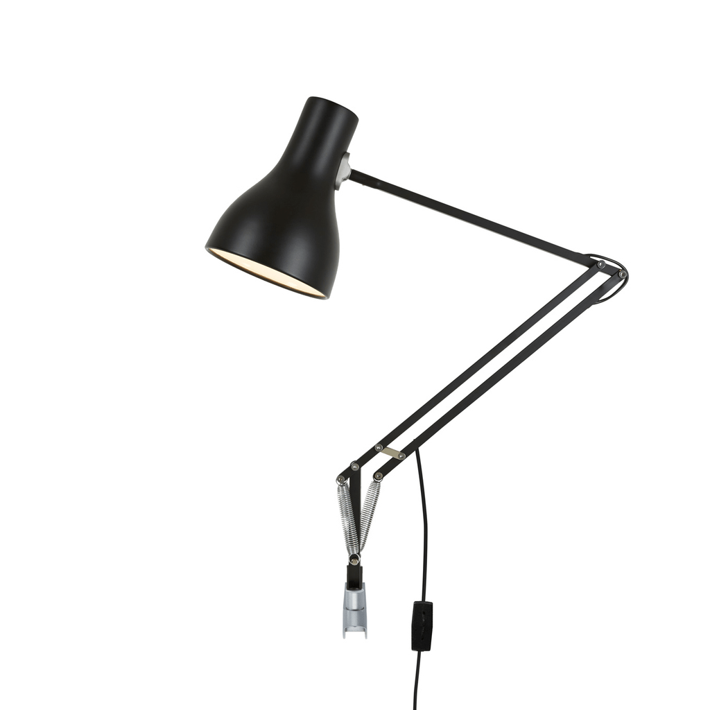 Type 75 Desk Lamp with Wall Bracket Table Lamps Anglepoise Jet Black