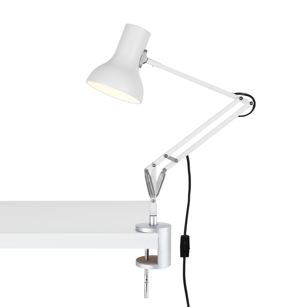 Type 75 Mini Desk Lamp with Desk Clamp Table Lamps Anglepoise Alpine White