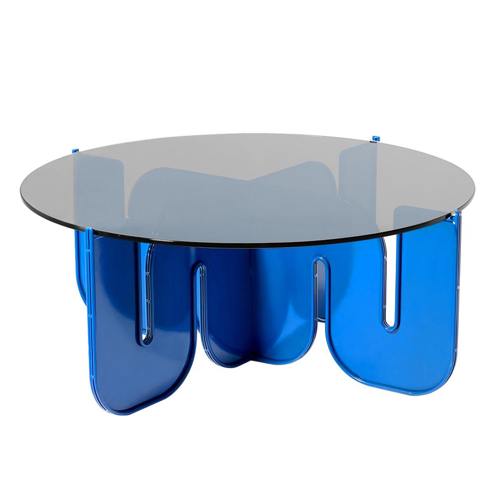 Wave Table Tables Bend Goods Electric Blue 36" Smoke Glass Top +$160.00