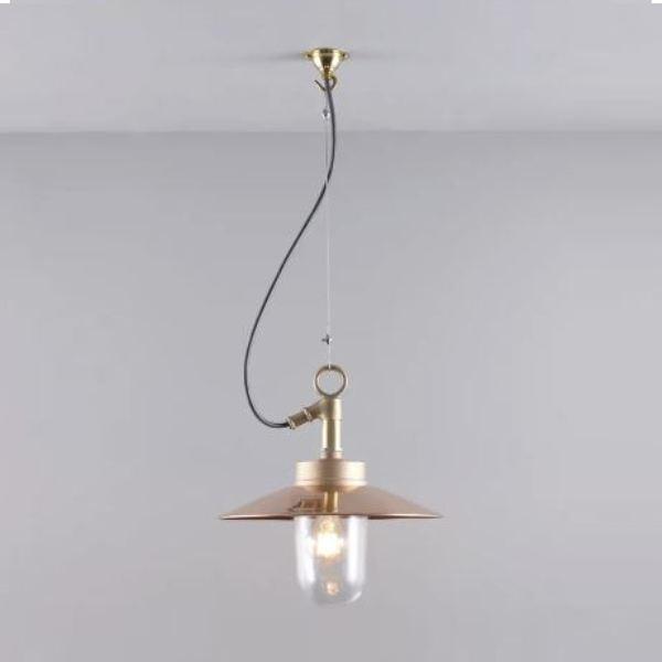Well Glass Pendant With Visor 7680 IP44 Pendant Lights Original BTC Bronze & Clear Glass