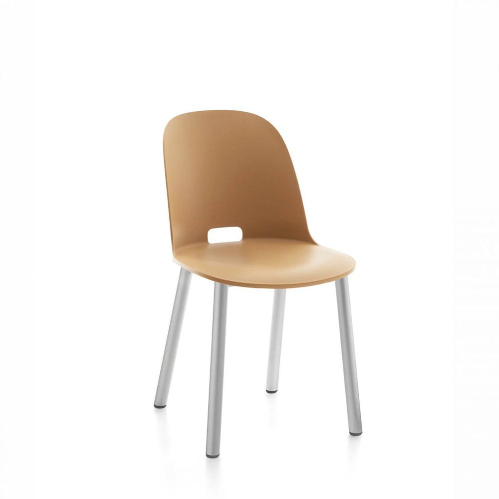 Alfi High Back Chair With Aluminum Base Side/Dining Emeco Aluminum Sand