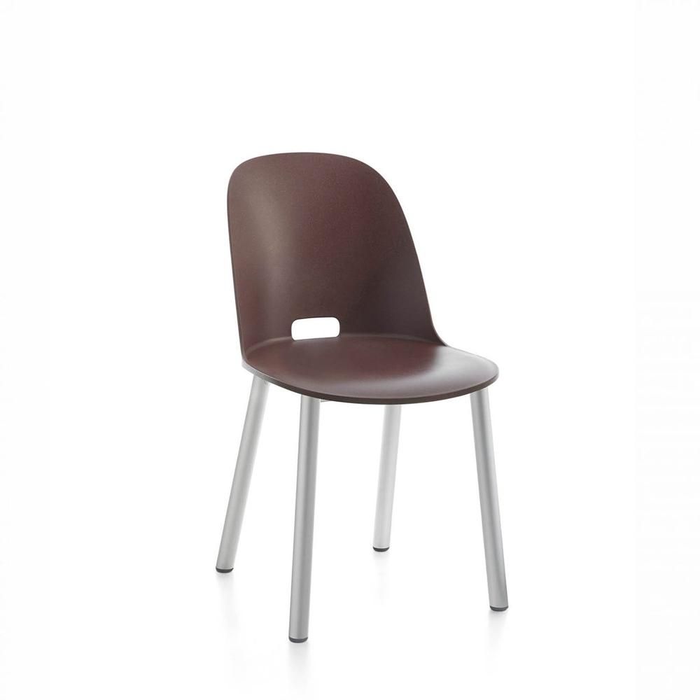 Alfi High Back Chair With Aluminum Base Side/Dining Emeco Aluminum Dark Brown