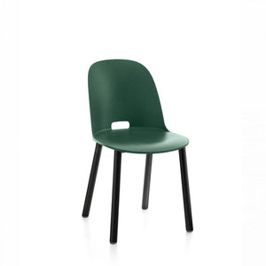 Alfi High Back Chair With Aluminum Base Side/Dining Emeco Black Powder Coated Green 