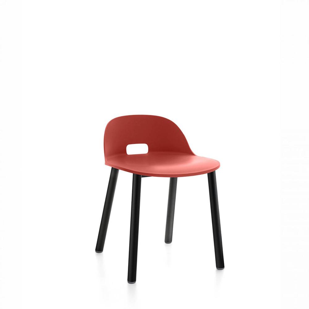 Alfi Low Back Chair With Aluminum Base Side/Dining Emeco Black Powder Coated Red