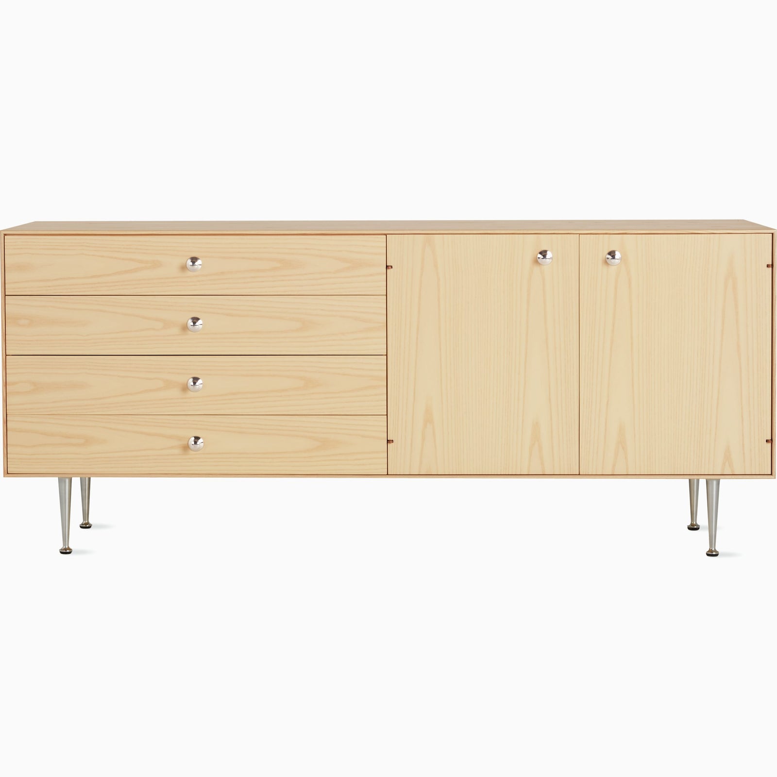 Nelson Thin Edge Buffet storage herman miller Silver Aluminum Pulls White Ash Case Finish + $359.00 Unfinished (Matte Black) Back