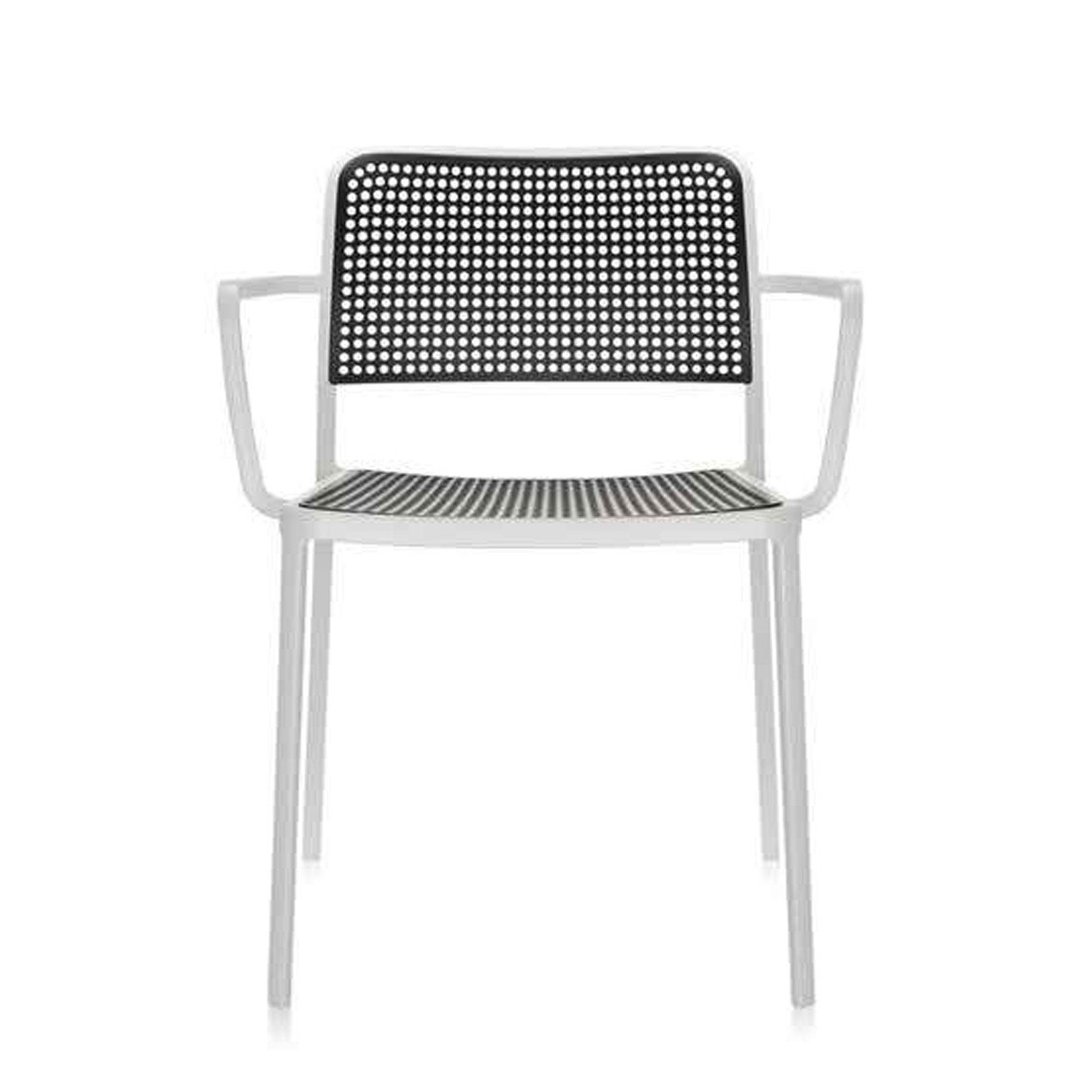 Audrey Armchair Side/Dining Kartell White Painted Frame/Black Seat & Back