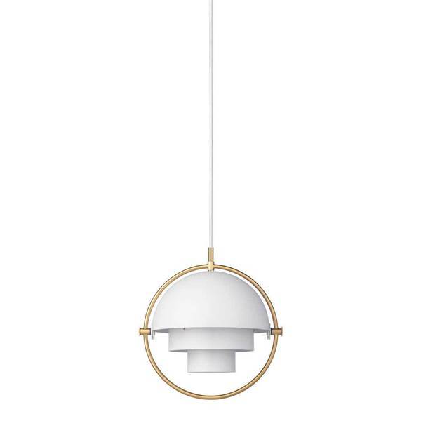 Multi-Lite Pendant Light- Small hanging lamps Gubi Brass Base/White Semi Matt