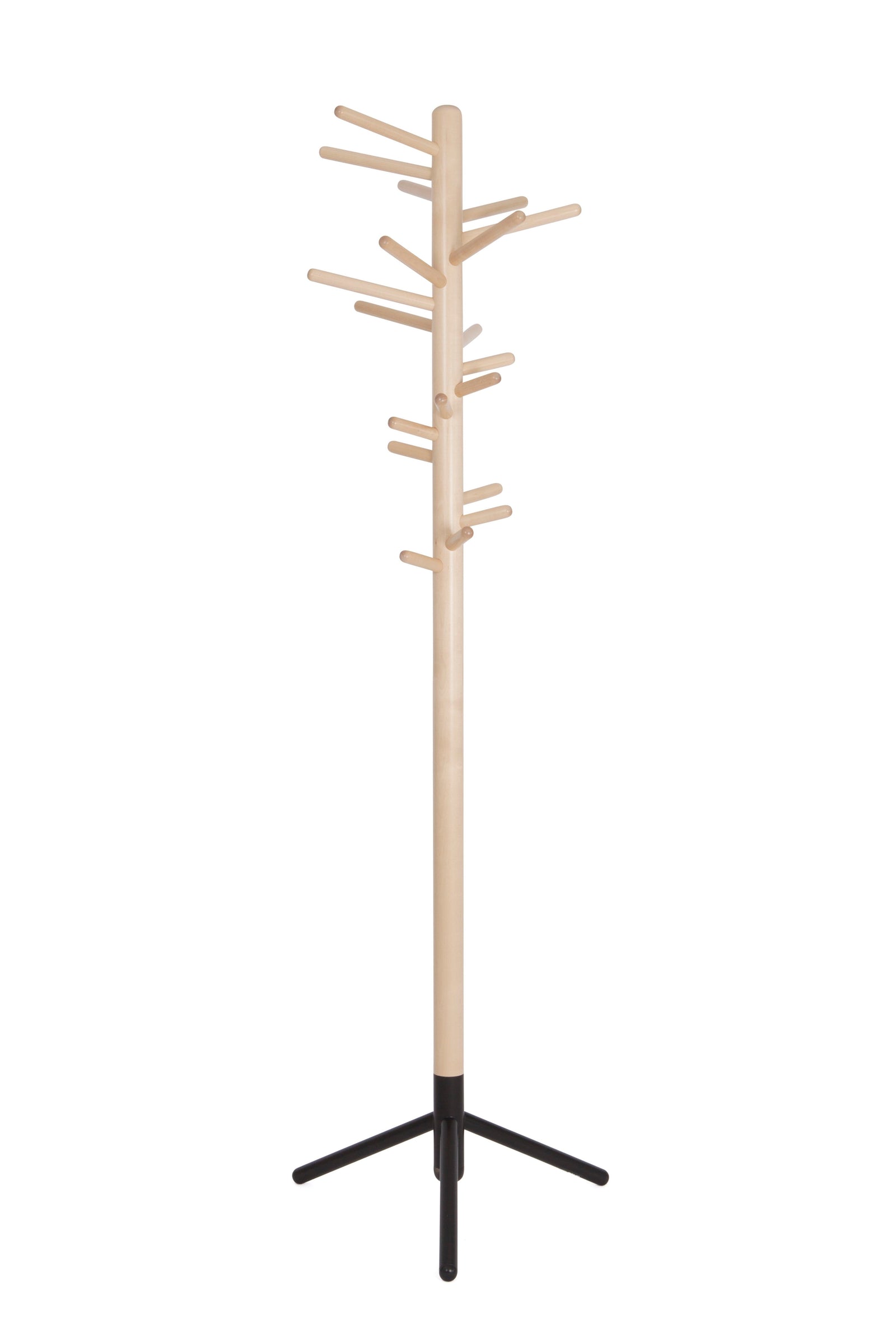 Clothes Tree 160 Coat Rack Coat Hooks Artek natural birch - black metal base
