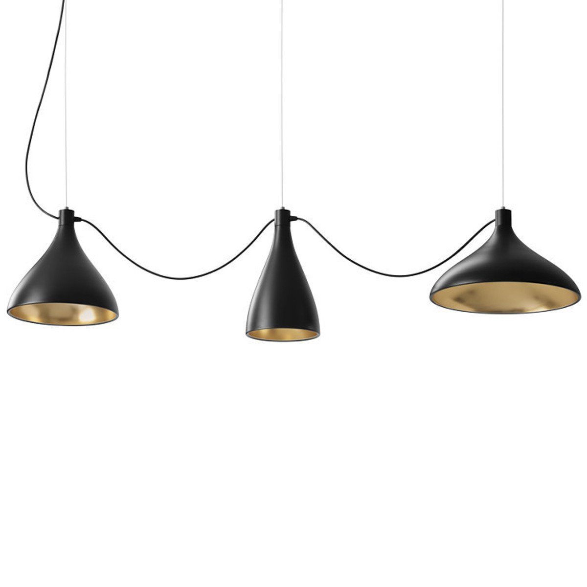 Swell String 3 Mixed Modular Suspension Light suspension lamps Pablo Swell String 3 Mixed - Black/Brass