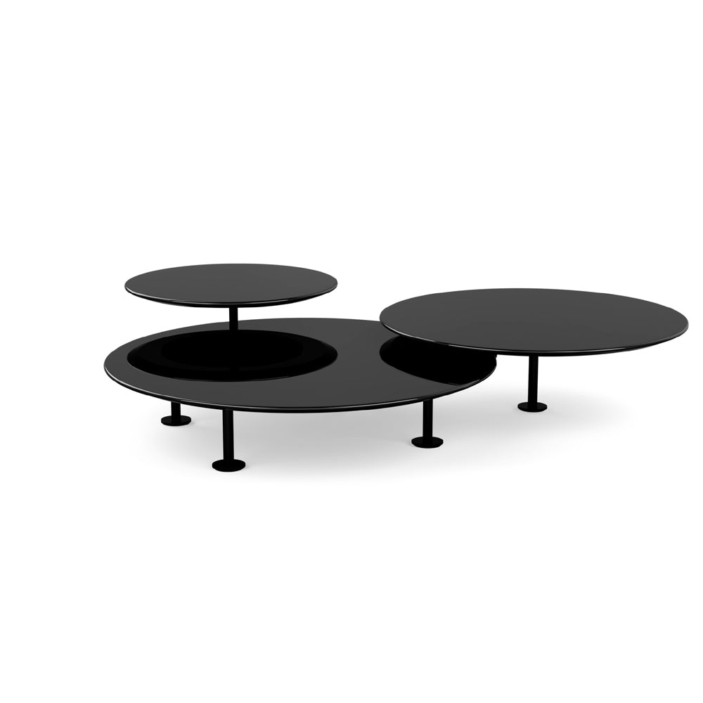 Grasshopper Coffee Table - Triple Coffee Tables Knoll Black Black Glass