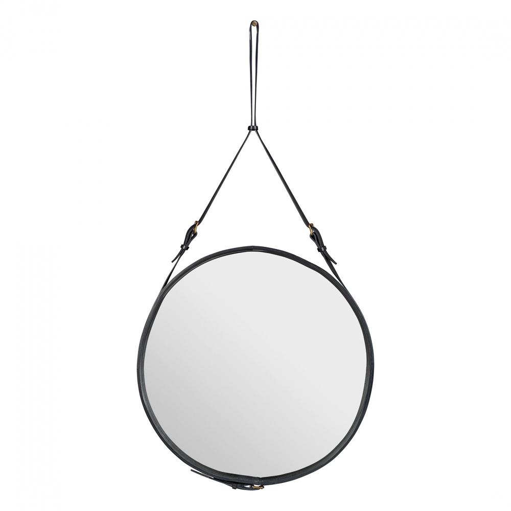 Adnet Circulaire Mirror mirror Gubi Large Black Leather