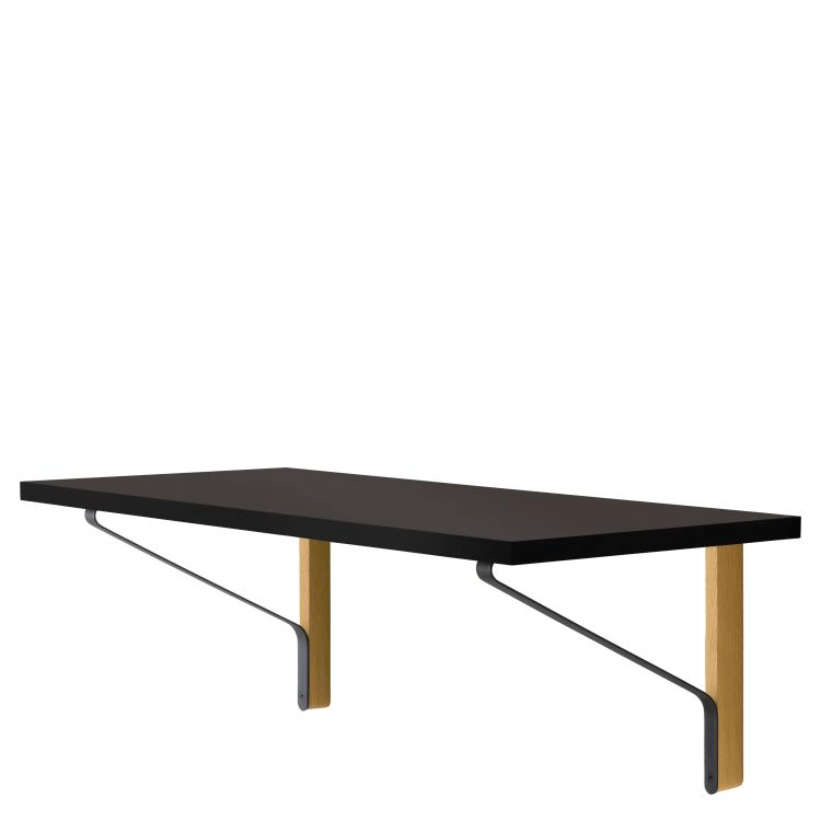 Kaari Wall Console Shelf Artek Black linoleum, edge black Oak natural, protective varnish