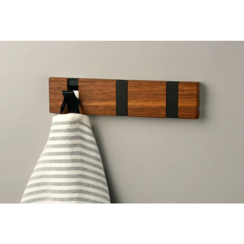 KNAX Lite TEAK Oiled Coat Hooks Loca 3 Hooks (20CM) Black