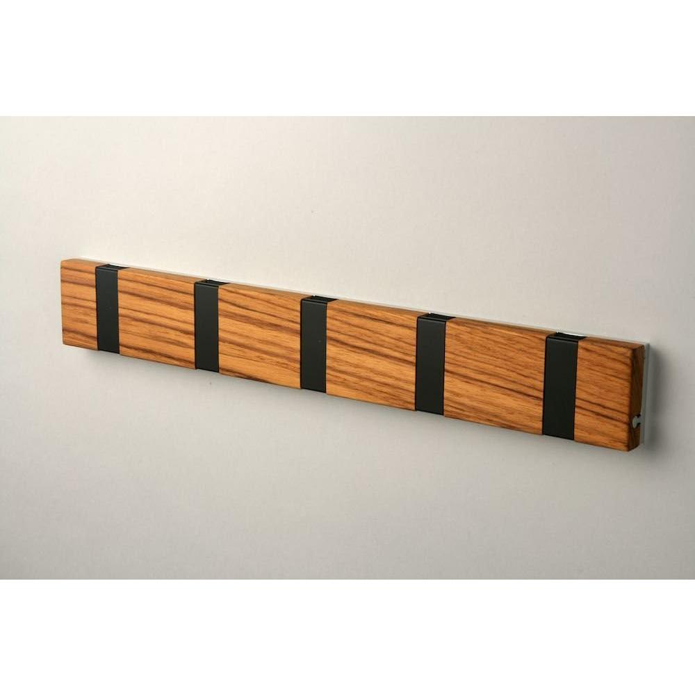 KNAX Lite TEAK Oiled Coat Hooks Loca 5 Hooks (33CM) Black
