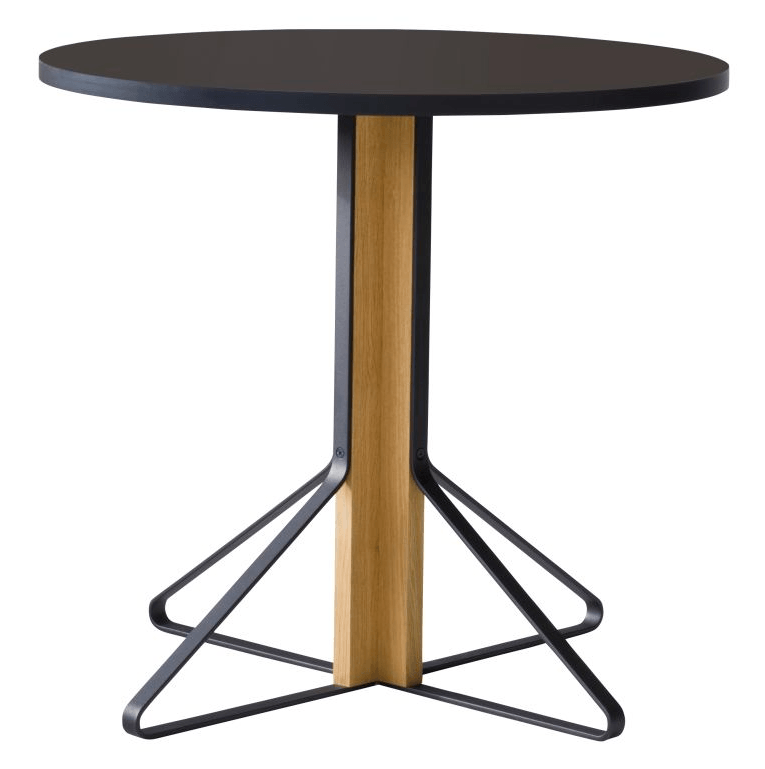 REB004 Kaari Round Dining Table Dining Tables Artek Linoleum black Natural oak, protective varnish