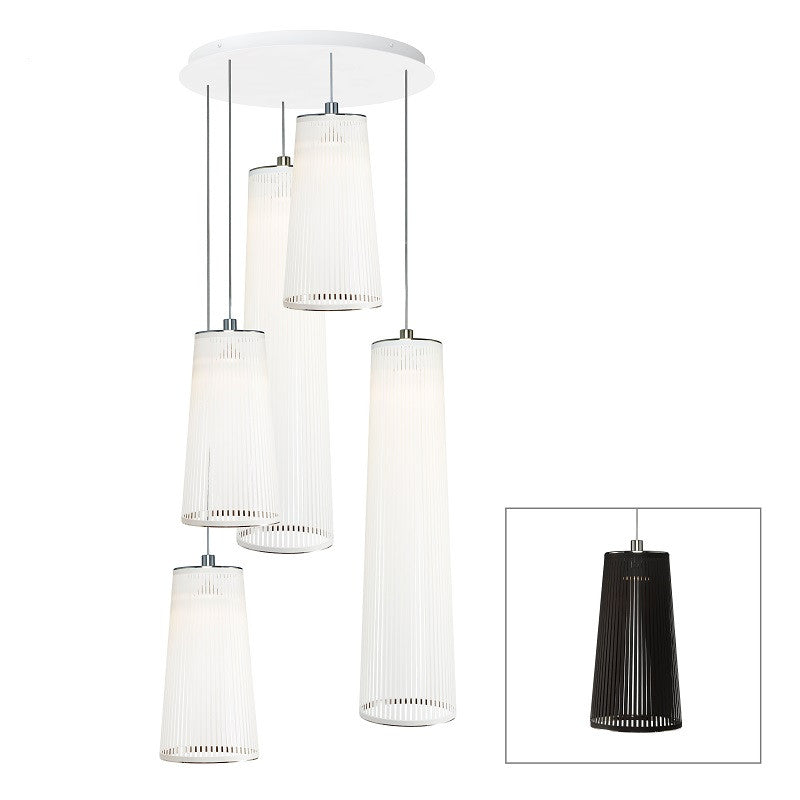 Solis Chandelier 5 Mixed Multi-Light Pendant hanging lamps Pablo Mix of 3x24" and 2x48" Black