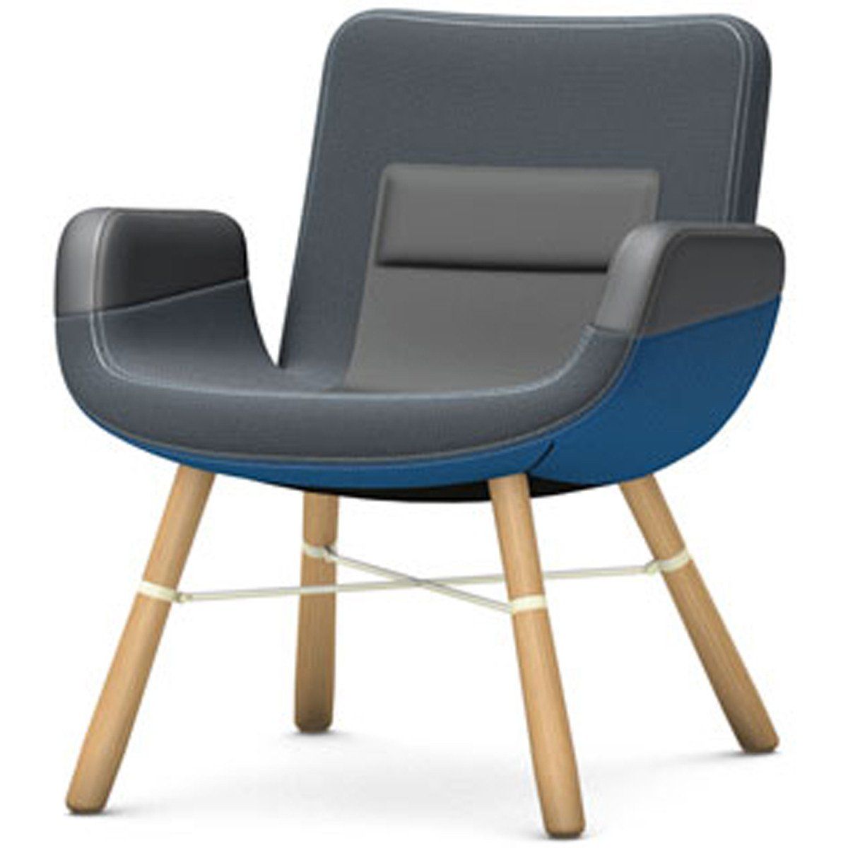 East River Lounge Chair lounge chair Vitra Fabric combination blue Natural oak with protective varnish