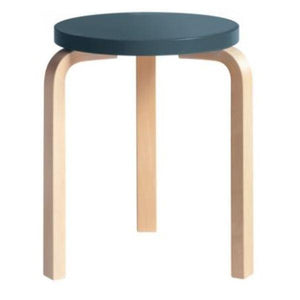 Stool 60 Stools Artek Blue Lacquered Seat - Legs Natural Lacquered +$20.00 