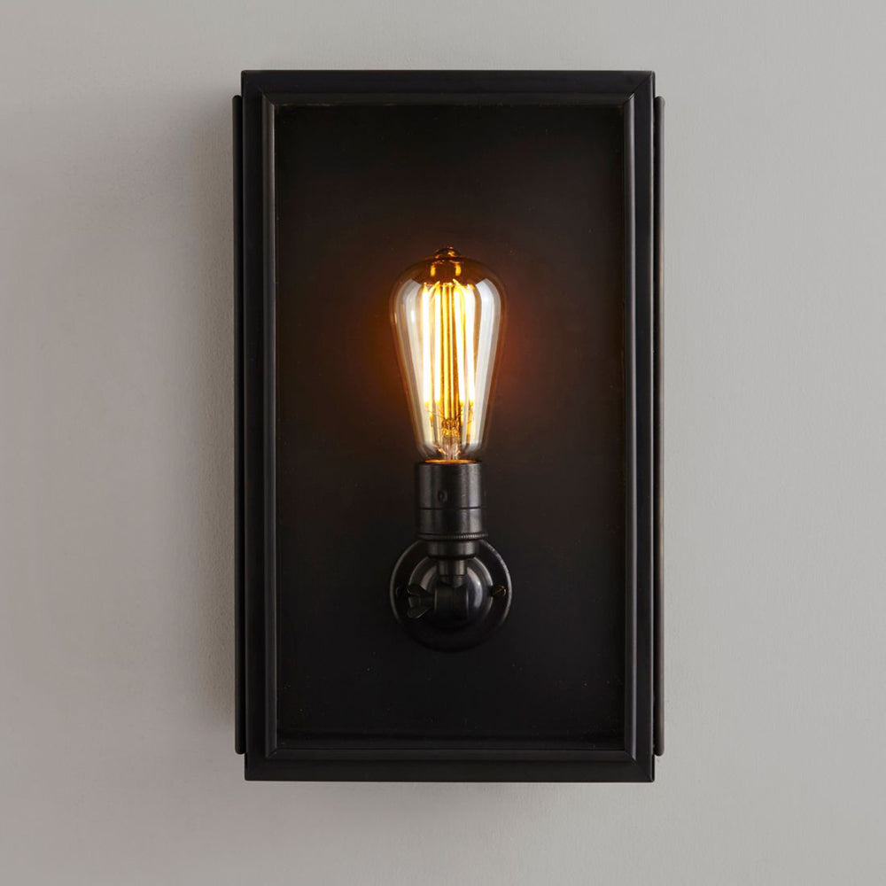 Box External Glass Wall Light Wall Lights Original BTC Medium Weathered Brass Frosted