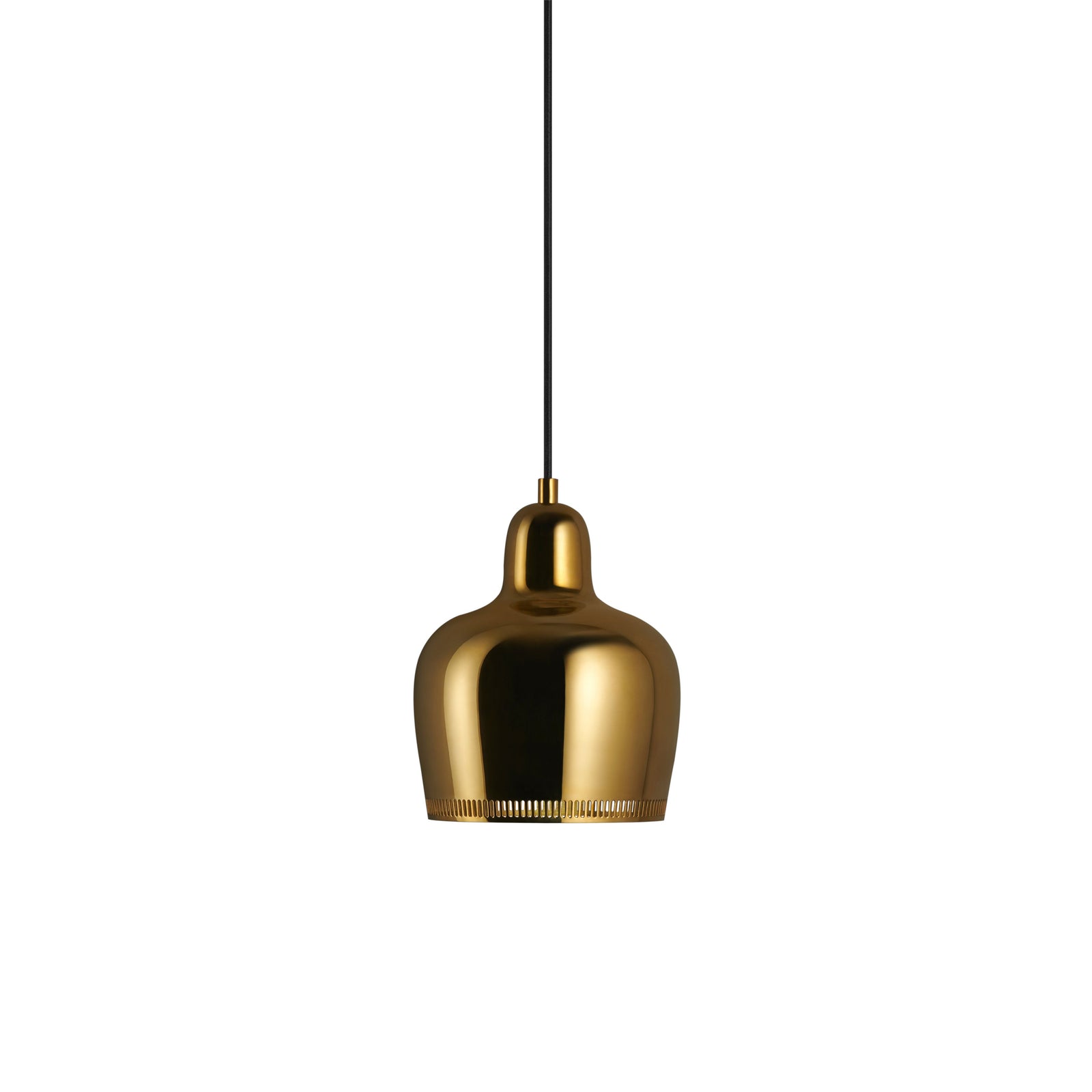 Golden Bell Savoy - A330S - Brass hanging lamps Artek Brass shade/Outside Polished and Clear Varnished/Inside White Coated/White Plastic Cable + $30.00