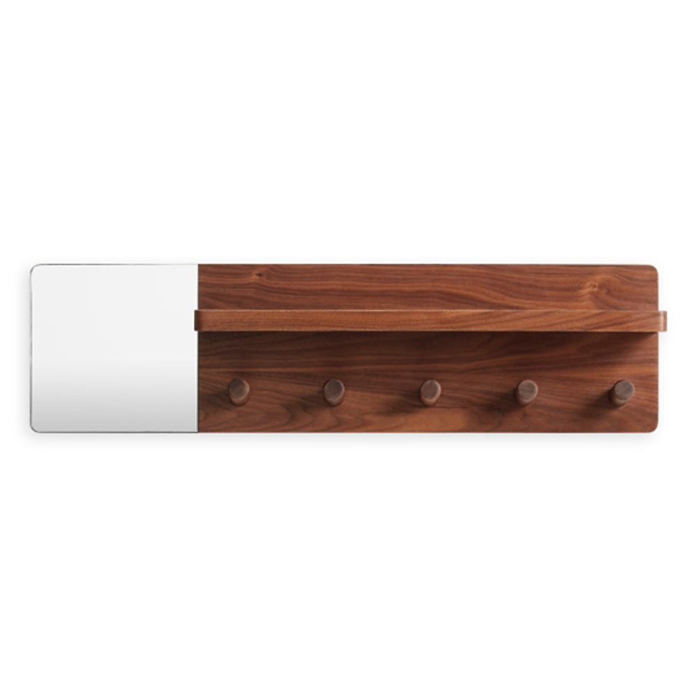 Candid Wall Shelf with Hooks Coat Hooks BluDot Walnut