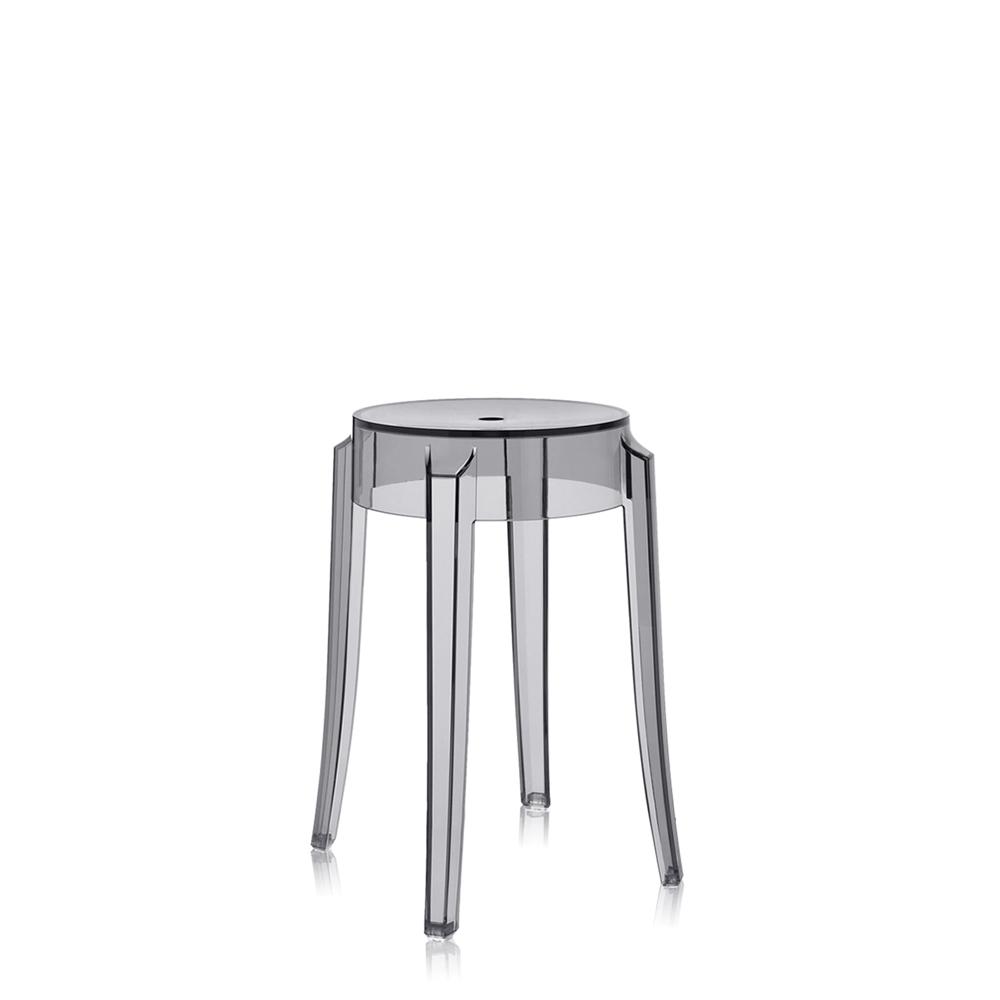 Charles Ghost Stool bar seating Kartell 18.1" Low Stool - Transparent Smoke Grey