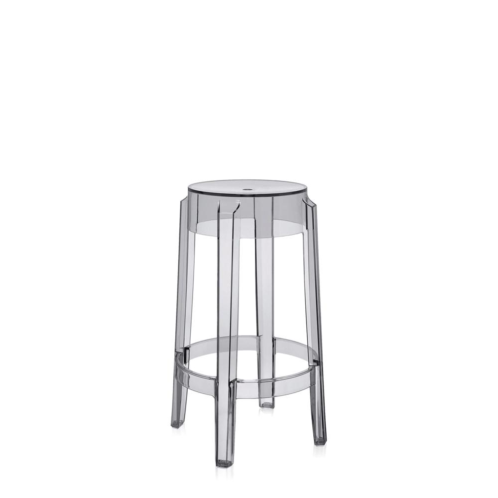 Charles Ghost Stool bar seating Kartell 25.6" Counter Stool - Transparent Smoke Grey