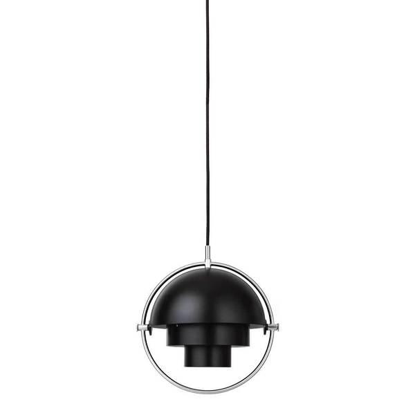 Multi-Lite Pendant Light- Small hanging lamps Gubi Chrome Base/Black Semi Matt