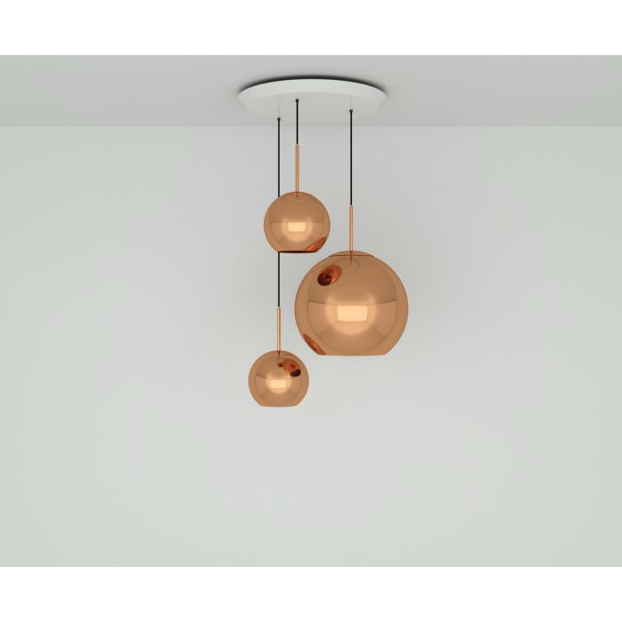Copper LED Trio Round Pendant System hanging lamps Tom Dixon