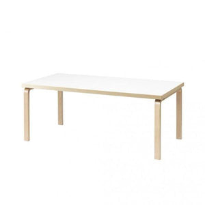 AALTO Table Rectangular 86A Tables Artek Top IKI White HPL | Legs and Edge Band Natural Lacquered + $20.00 