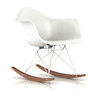 Eames Molded Plastic Armchair Rocker rocking chairs herman miller White Base Frame Finish Solid Walnut Rocker White